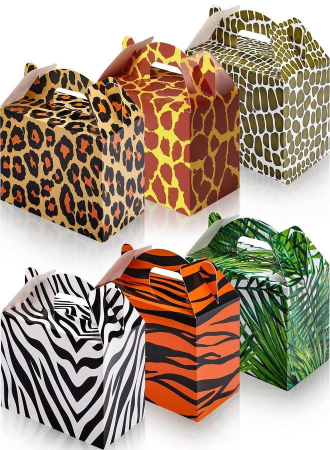Spakon 24 Pcs Safari Gift Bags Bulk Jungle Animal Party Favor Boxes Zoo Animal Print Gift Goodie Candy Bags Paper Wildlife Treat Boxes for Kids Safari Themed Birthday Baby Shower Decoration Supplies - Image 1